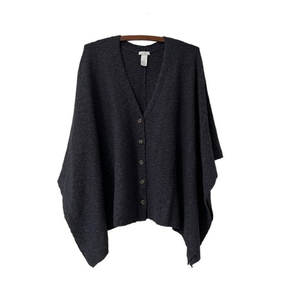 J Jill Dark Gray Oversized Poncho Cardigan Sweater Size S-L